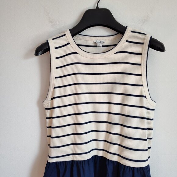 Ladies SZ S J Crew Factory Navy/Cream Mixy Dress - Picture 2 of 4